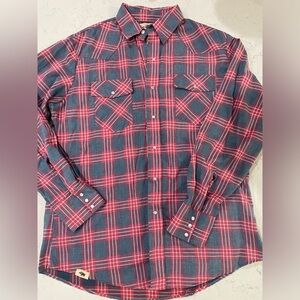 Men’s Western Aloha Pearl Snap Button Down-Large